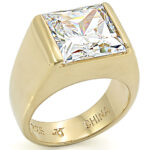 LOS375 - Gold 925 Sterling Silver Ring with AAA Grade CZ  in Clear