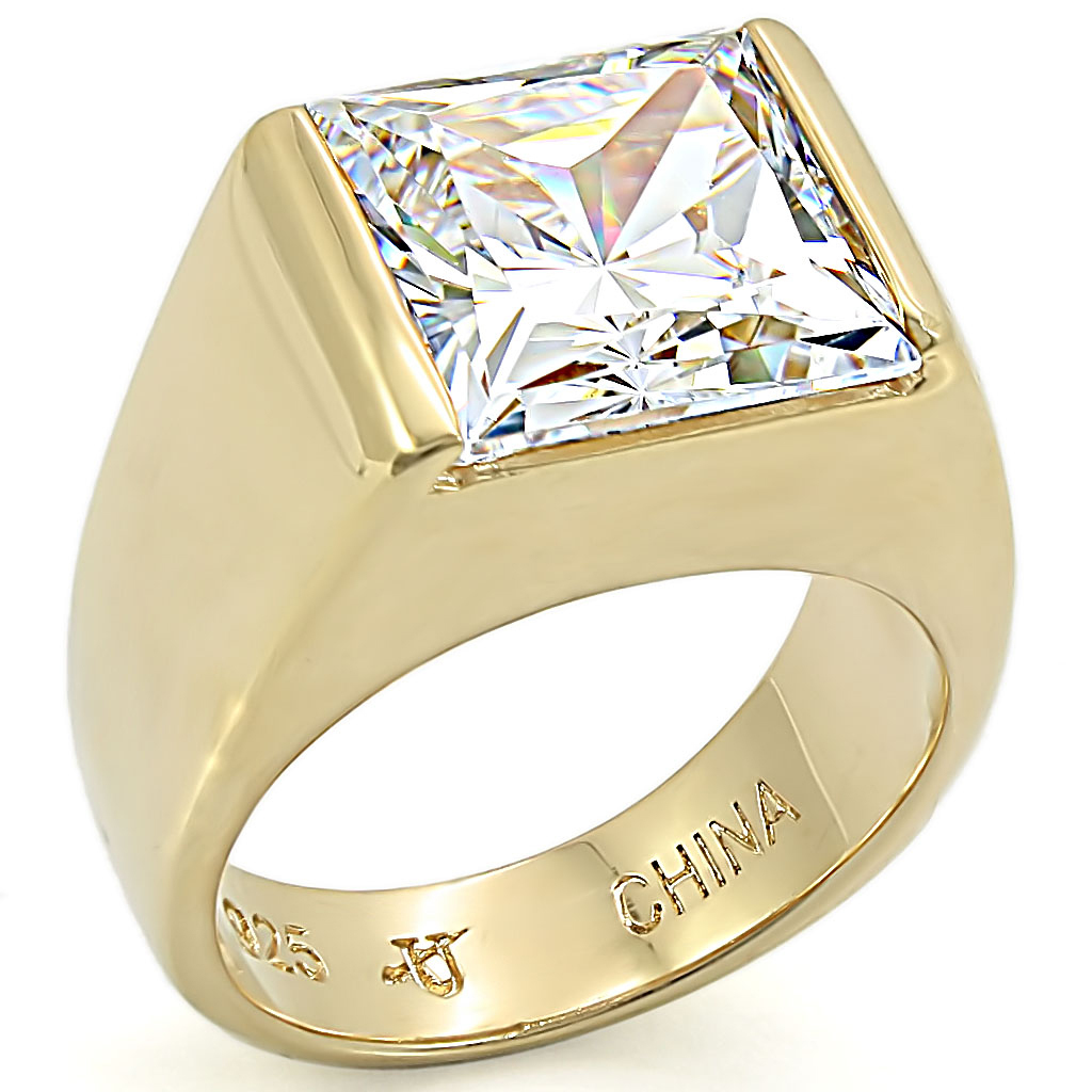 LOS375 - Gold 925 Sterling Silver Ring with AAA Grade CZ  in Clear