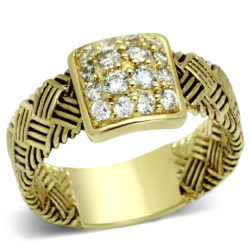 LOS598 - Gold 925 Sterling Silver Ring with AAA Grade CZ  in Clear