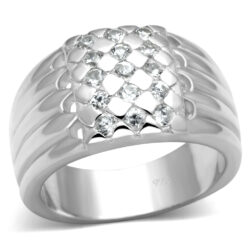 LOS639 - Silver 925 Sterling Silver Ring with AAA Grade CZ  in Clear