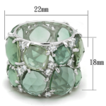 LOS764 - Rhodium 925 Sterling Silver Ring with Synthetic Synthetic Glass in Emerald