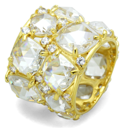 LOS765 - Gold 925 Sterling Silver Ring with AAA Grade CZ  in Clear