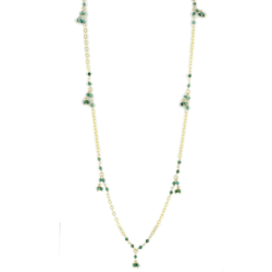 LOS794 - Matte Gold 925 Sterling Silver Necklace with Semi-Precious Turquoise in Emerald