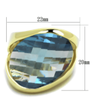 LOS826 - Gold 925 Sterling Silver Ring with Synthetic Synthetic Glass in Sea Blue