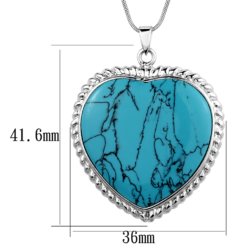 LOS861 - Silver 925 Sterling Silver Necklace with Synthetic Turquoise in Sea Blue