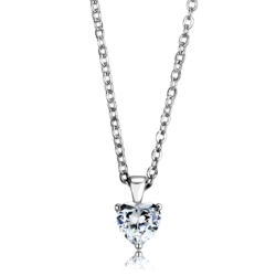 LOS887 - Rhodium 925 Sterling Silver Chain Pendant with AAA Grade CZ  in Clear