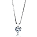 LOS888 - Rhodium 925 Sterling Silver Chain Pendant with AAA Grade CZ  in Clear