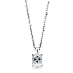 LOS893 - Rhodium 925 Sterling Silver Chain Pendant with AAA Grade CZ  in Clear