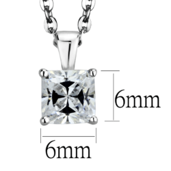 LOS893 - Rhodium 925 Sterling Silver Chain Pendant with AAA Grade CZ  in Clear