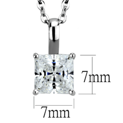 LOS894 - Rhodium 925 Sterling Silver Chain Pendant with AAA Grade CZ  in Clear