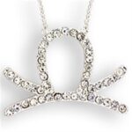 SNK01 - Silver Brass Chain Pendant with Top Grade Crystal  in Clear