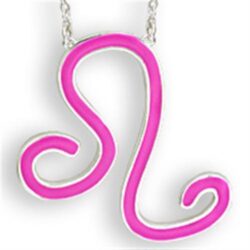 SNK06PINK - Silver Brass Chain Pendant with Epoxy  in Rose