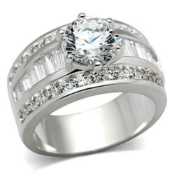 SS019 - Silver 925 Sterling Silver Ring with AAA Grade CZ  in Clear