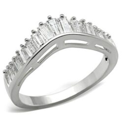 SS044 - Silver 925 Sterling Silver Ring with AAA Grade CZ  in Clear