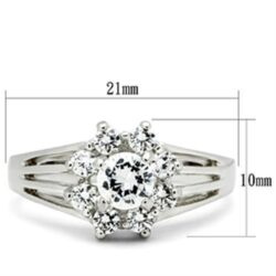 SS053 - Silver 925 Sterling Silver Ring with AAA Grade CZ  in Clear