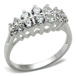 SS056 - Silver 925 Sterling Silver Ring with AAA Grade CZ  in Clear