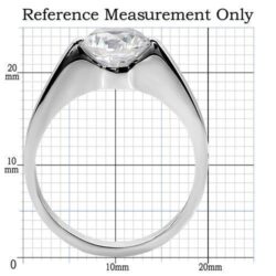 TK012 - High polished (no plating) Stainless Steel Ring with AAA Grade CZ  in Clear