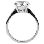 TK013 - High polished (no plating) Stainless Steel Ring with AAA Grade CZ  in Clear