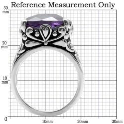 TK016 - High polished (no plating) Stainless Steel Ring with AAA Grade CZ  in Amethyst