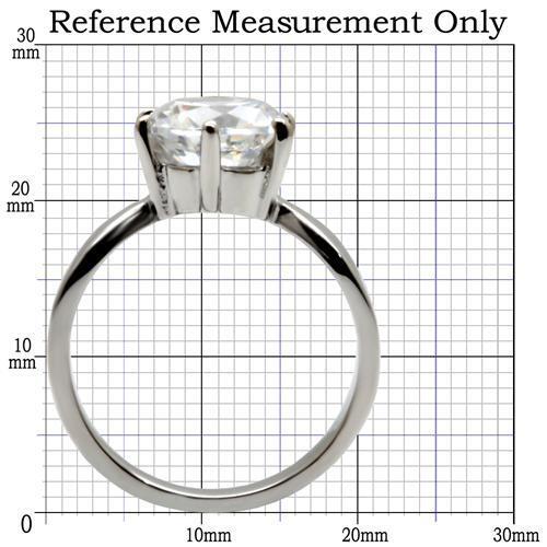 TK046 - High polished (no plating) Stainless Steel Ring with AAA Grade CZ  in Clear