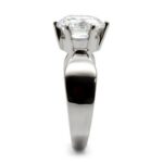 TK046 - High polished (no plating) Stainless Steel Ring with AAA Grade CZ  in Clear