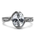 TK064 - High polished (no plating) Stainless Steel Ring with AAA Grade CZ  in Clear