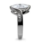 TK064 - High polished (no plating) Stainless Steel Ring with AAA Grade CZ  in Clear