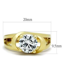 TK066G - IP Gold(Ion Plating) Stainless Steel Ring with AAA Grade CZ  in Clear