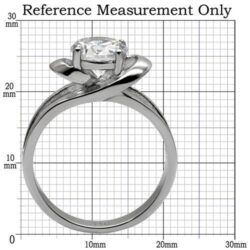 TK066 - High polished (no plating) Stainless Steel Ring with AAA Grade CZ  in Clear