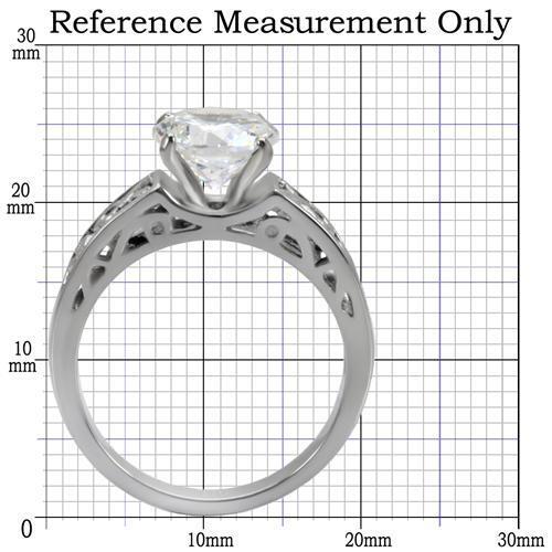 TK069 - High polished (no plating) Stainless Steel Ring with AAA Grade CZ  in Clear