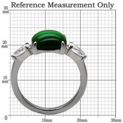 TK087 - High polished (no plating) Stainless Steel Ring with Synthetic Synthetic Glass in Emerald