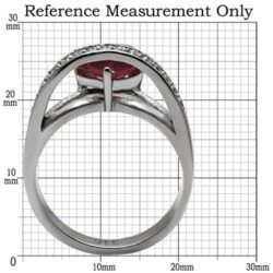 TK089 - High polished (no plating) Stainless Steel Ring with AAA Grade CZ  in Ruby