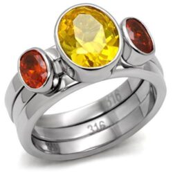 Kaela Cocktail Ring - Stainless Steel, AAA CZ , Multi Color - TK095