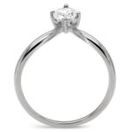 TK0W260 - High polished (no plating) Stainless Steel Ring with AAA Grade CZ  in Clear