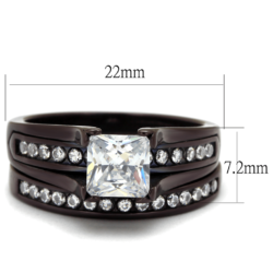 TK0W383DC - IP Dark Brown (IP coffee) Stainless Steel Ring with AAA Grade CZ  in Clear