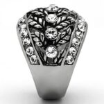 TK1015 - High polished (no plating) Stainless Steel Ring with Top Grade Crystal  in Clear