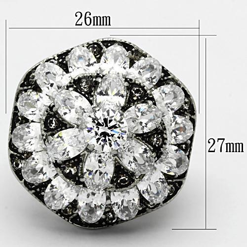 TK1016 - High polished (no plating) Stainless Steel Ring with AAA Grade CZ  in Clear