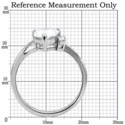 TK102 - High polished (no plating) Stainless Steel Ring with AAA Grade CZ  in Clear