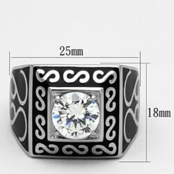 TK1050 - High polished (no plating) Stainless Steel Ring with AAA Grade CZ  in Clear