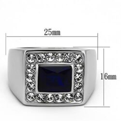 TK1051 - High polished (no plating) Stainless Steel Ring with Synthetic Synthetic Glass in Montana