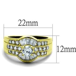 TK10528G - IP Gold(Ion Plating) Stainless Steel Ring with AAA Grade CZ  in Clear