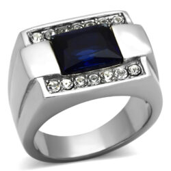 TK1058 - High polished (no plating) Stainless Steel Ring with Synthetic Synthetic Glass in Montana