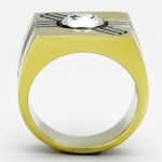 TK1065 - Two-Tone IP Gold (Ion Plating) Stainless Steel Ring with Top Grade Crystal  in Clear