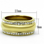 TK1096 - IP Gold(Ion Plating) Stainless Steel Ring with Top Grade Crystal  in Clear