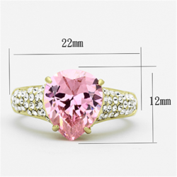 TK1098 - IP Gold(Ion Plating) Stainless Steel Ring with AAA Grade CZ  in Rose