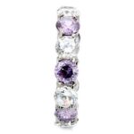 TK109 - High polished (no plating) Stainless Steel Ring with AAA Grade CZ  in Amethyst