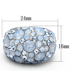 TK1147 - High polished (no plating) Stainless Steel Ring with Top Grade Crystal  in Sea Blue