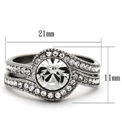 TK1155 - High polished (no plating) Stainless Steel Ring with Top Grade Crystal  in Clear