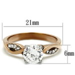 TK1163 - Two-Tone IP Rose Gold Stainless Steel Ring with AAA Grade CZ  in Clear