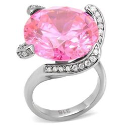 TK117 - High polished (no plating) Stainless Steel Ring with AAA Grade CZ  in Rose